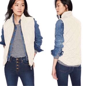 J. Crew Factory Down Cream Quilted Puffer Vest, Size XXS